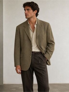 Big Tall 52L Andrew Fezza Wool Cashmere Blazer Brown Mens Sport Coat